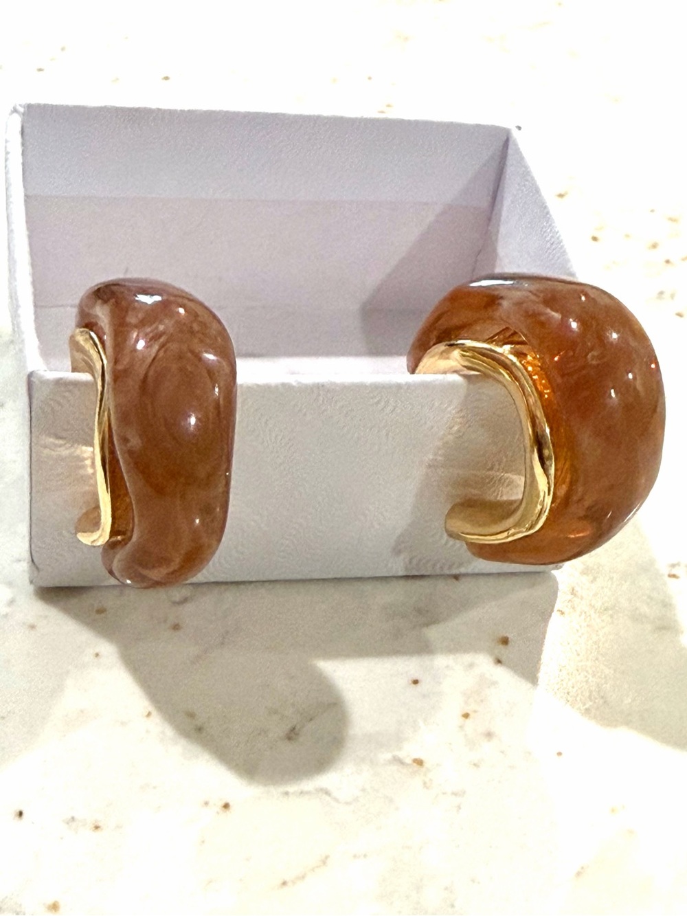 J&Co. Jewellery Sculptural Two-Tone Resin & Gold Vermeil Hoop Earrings